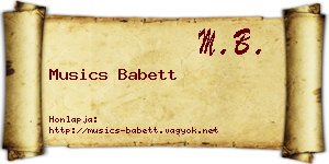 Musics Babett névjegykártya